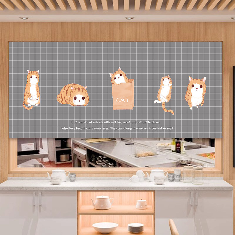 VIKAMA Grey Grid Cartoon Noren - Commercial Printing Rates 评论和价格