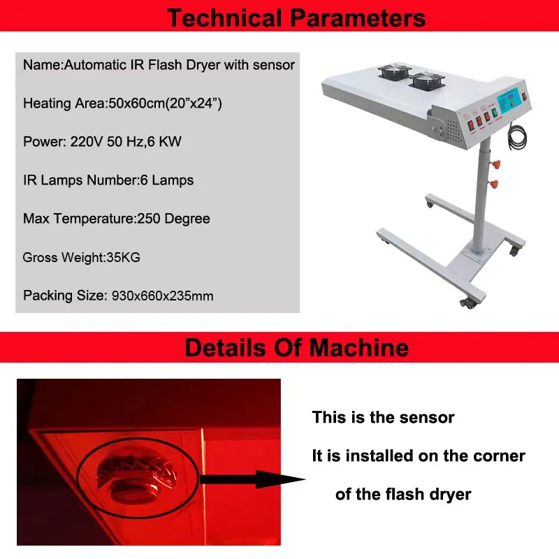 360-degree Rotation 6000W Auto - Flash Dryer Screen Print 评论和价格